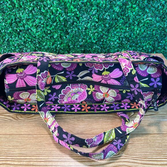Vera Bradley Pirouette Pink Large Tote Pink Purple Black Floral Pattern 21x14x8" - Picture 3 of 9